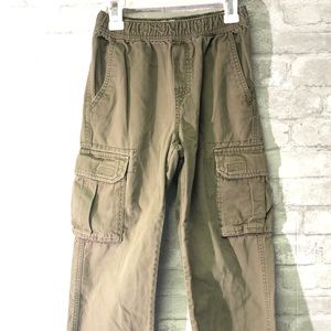 Tan/greenish elastic cargo pants for boys